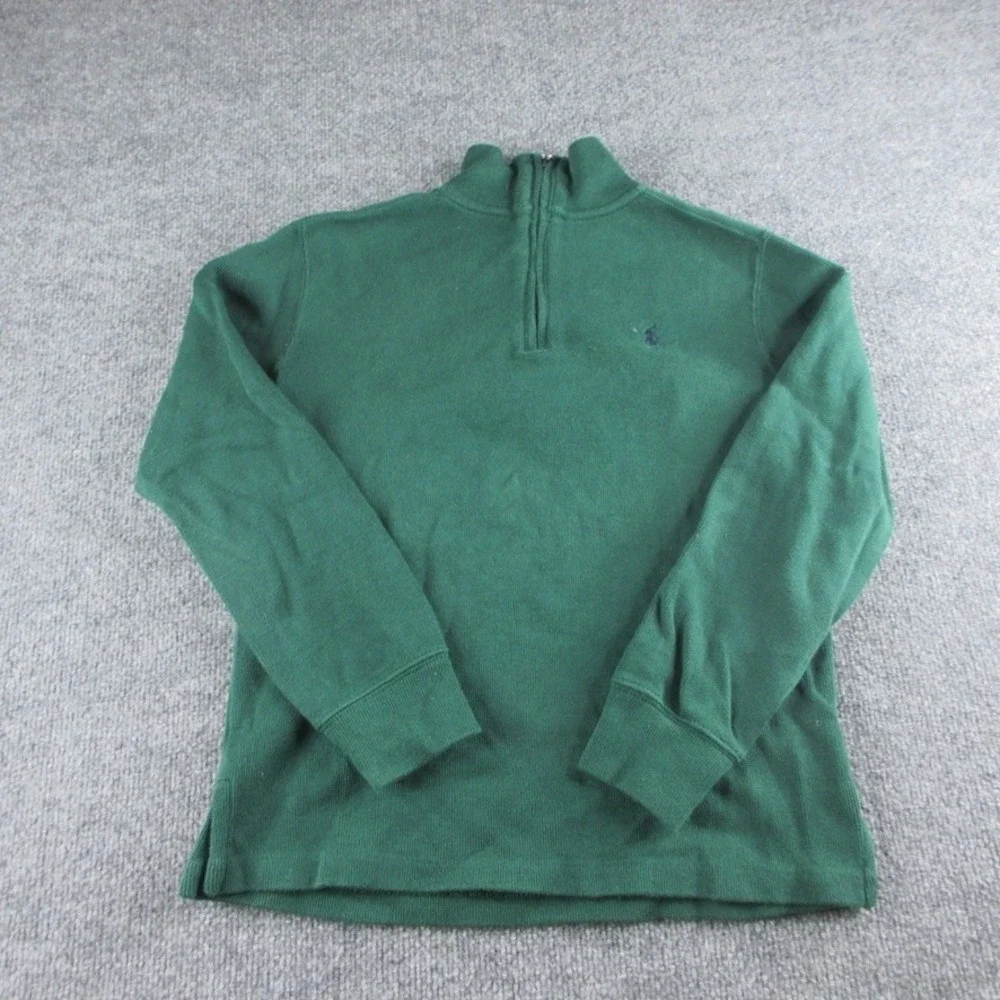 Polo Ralph Lauren Sweater Youth M Green 1/4 Zip Pullover Mock Neck Preppy Boys